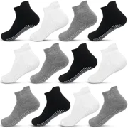 Toddler Non Slip Ankle Socks 12 Pairs with Non Skid Grip Socks for 1-7T Baby Boys Girls Kids