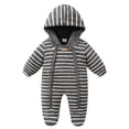 thumbnail image 1 of Toddler One Piece Oneises Hooded Double Zipper Long Sleeve Snowsuit Winter Thick Warm Infant Jumpsuits (9 Months, White), 1 of 2