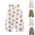 thumbnail image 1 of Toddler One Piece Pajamas Crew Neck Sleeveless Cute Print Jumpsuit Summer Comfy Casual Newborn Outfit (1-2 Years, White), 1 of 5