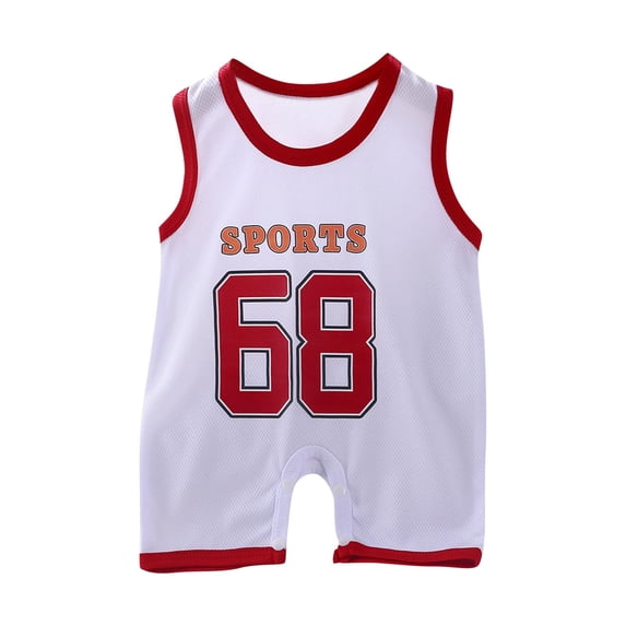 Toddler One Piece Romper Crew Neck Sleeveless Print Tank Top Jumpsuit Casual Stylish Lightweight Onesies (6-10 Months, White)