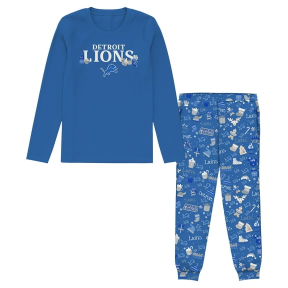 Toddler Outerstuff Blue Detroit Lions Chestnut Holiday Sleep Set