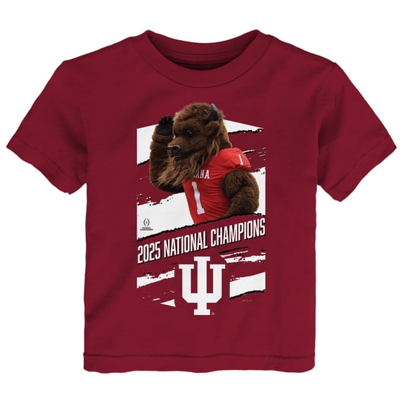 Toddler Outerstuff Crimson Indiana Hoosiers College Football Playoff 2025 National Champions Mascot T-Shirt
