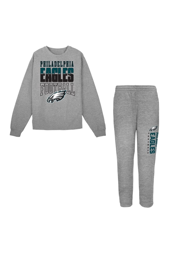 Toddler Outerstuff Heather Gray Philadelphia Eagles Crewneck Sweatshirt & Pants Set