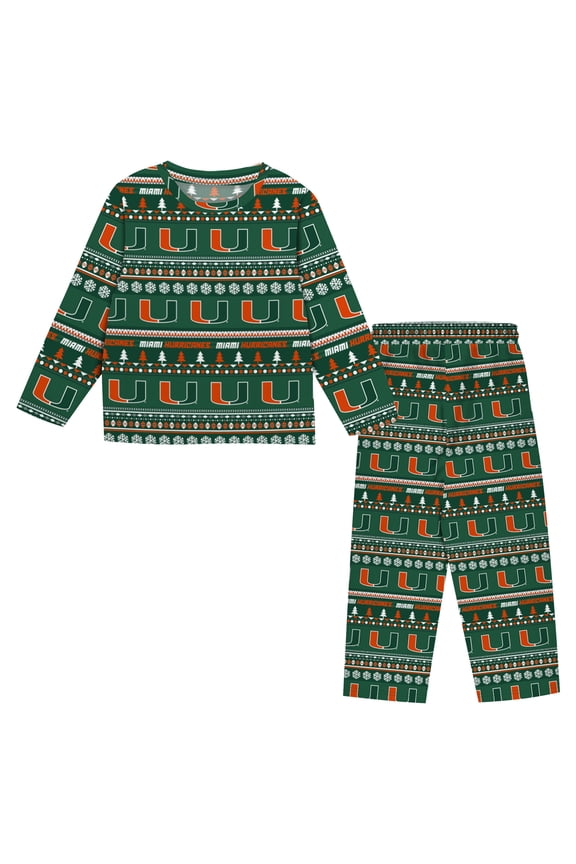 Toddler Outerstuff  Green Miami Hurricanes Ugly Sweater Pajama Set