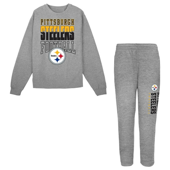 Toddler Outerstuff Heather Gray Pittsburgh Steelers Crewneck Sweatshirt & Pants Set