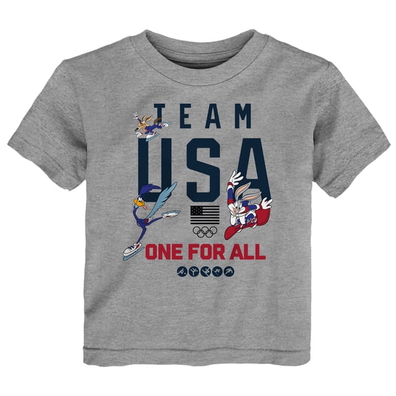Toddler Outerstuff Heather Gray Team USA x Looney Tunes Winter Sport Fun T-Shirt