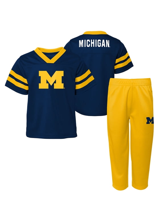 Toddler Outerstuff Navy/Maize Michigan Wolverines Red Zone Two-Piece V-Neck Top and Pants Set