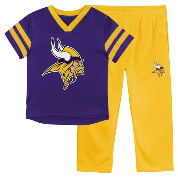 Toddler Outerstuff Purple/Gold Minnesota Vikings Red Zone V-Neck T-Shirt & Pants Set