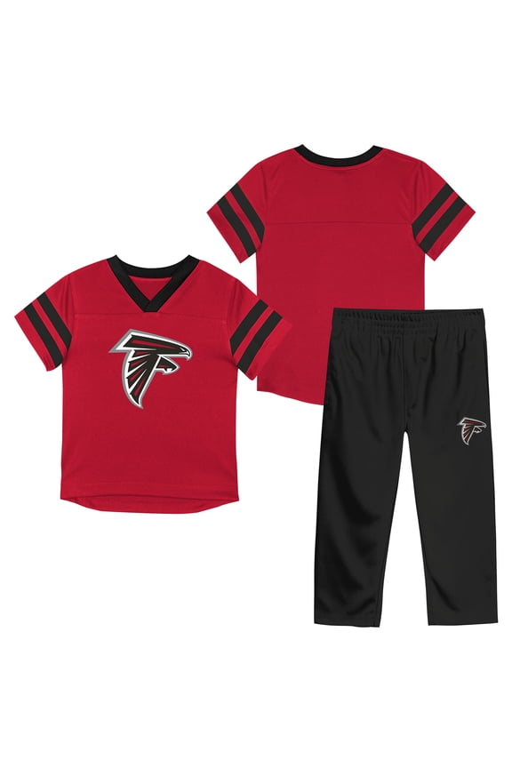 Toddler Outerstuff Red/Black Atlanta Falcons Red Zone V-Neck T-Shirt & Pants Set