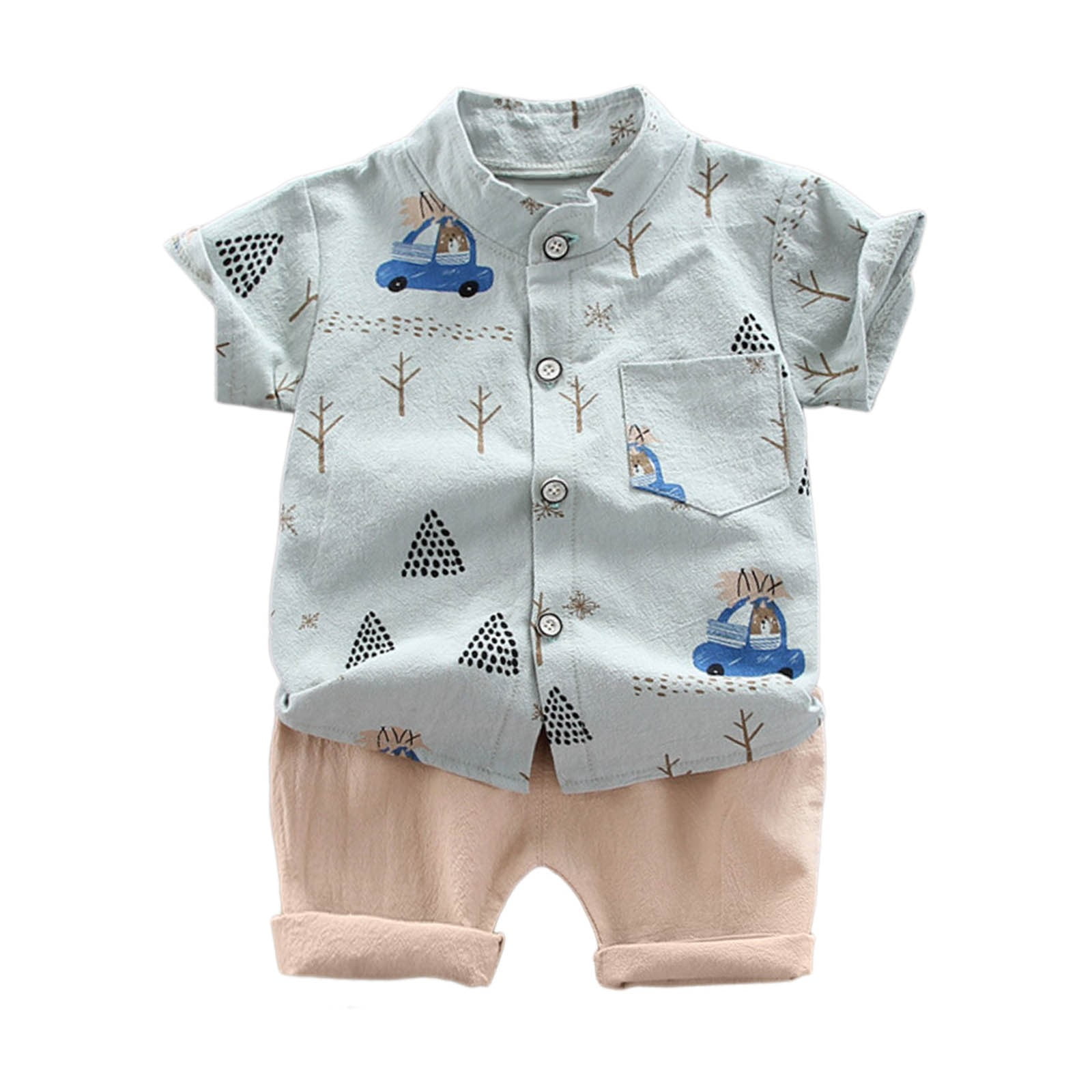 Toddler Outfits Boys Cartoon Set Tops Shorts Summer Baby T Shirt Boys Outfits Set Boy Clothes Green 3 Years-4 Years