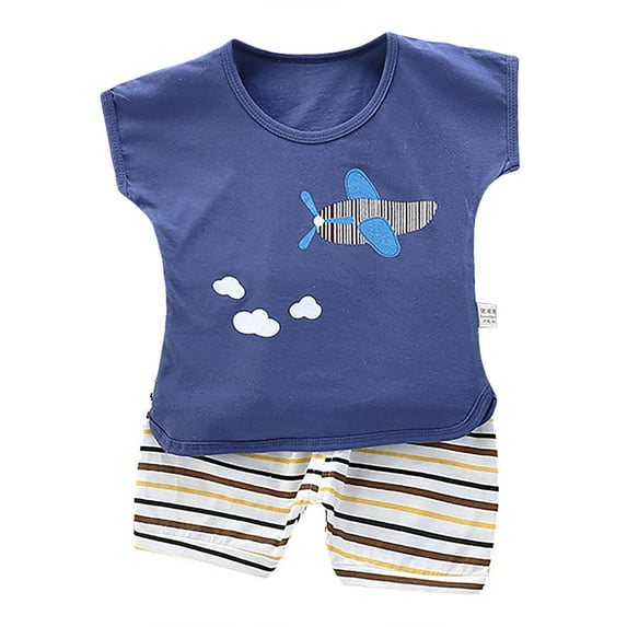 Toddler Outfits Boys Toddler Girl Boys Sleeveless Cartoon Print Vest Tops Shorts Casual Set Boy Clothes Navy 3 Years-4 Years