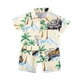 thumbnail image 1 of Toddler Outfits Boys Tropical Print Outfits Short Sleeve Button Down Shirt Swim Shorts Summer Set Baby Boy Clothes Yellow 0 Months-3 Months, 1 of 3