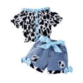 thumbnail image 1 of Toddler Outfits For Girls Short Sleeve Stylish Leopard Print Plaid Top + Shorts Clothes Size 2-3T, 1 of 9