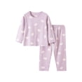 thumbnail image 1 of Toddler Outfits For Girls Soft Outfits Cartoon Prints Long Sleeves Kid Loungewear Top Pants Baby Clothes For Girls Purple 18 Months-24 Months, 1 of 1