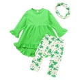thumbnail image 1 of Toddler Outfits For Girls St. Patrick'S Day Kids Long Sleeve Crew Neck T Shirt Pants And Headband 3 Piece Set Light Green 3 Years-4 Years, 1 of 5