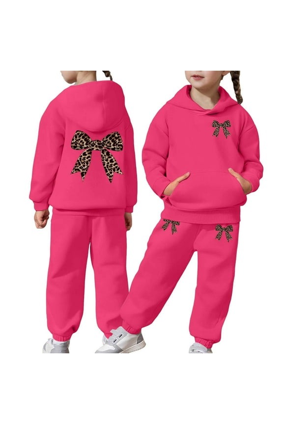Toddler Outfits for Girls Sets Boys Long Sleeve Solid Warm Hoodie Pullover Tops Pants Kids Sweat Suit Cute Girls' Fall Clothing Sets Hot Pink Size 4-5T