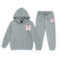 thumbnail image 1 of Toddler Outfits for Girls Sets Hoodie Pants Kids Casual Letter Print Sweatshirt Joggers Comfy Two Piece Winter Cute Girls' Fall Clothing Sets Grey Size 2-3T, 1 of 4
