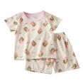 thumbnail image 1 of Toddler Outfits Girls Toddler Girls 2Pcs Pajamas Sets Short Sleeve Shirt Shorts Soft Sleepwear Girls Fall Clothes Pink 6 Months-12 Months, 1 of 4