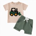 thumbnail image 1 of Toddler Outfits for Boys Infant Toddler Baby Boy Summer Clothes Cute Tractor Print Short Sleeve T Shirt Elastic Shorts Set Green 6-12 Months, 1 of 8