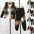 thumbnail image 1 of Toddler Outfits for Boys Party Boys Clothes Fall Winter Outfits, Toddler Kids Button Plaid Hoodie Pockets Sweatpants T-shirt Clothing Set Size 3-7T, 1 of 7