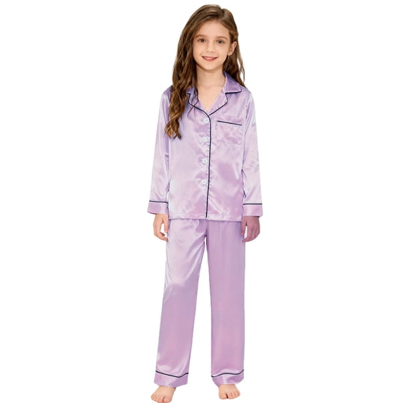 Toddler Outfits for Girls 2 Piece Solid Print Short Sleeve Lapel Lightweight Shirt Top And Trousers Loungewear Girls' Clothing Sets 3 years-4 years