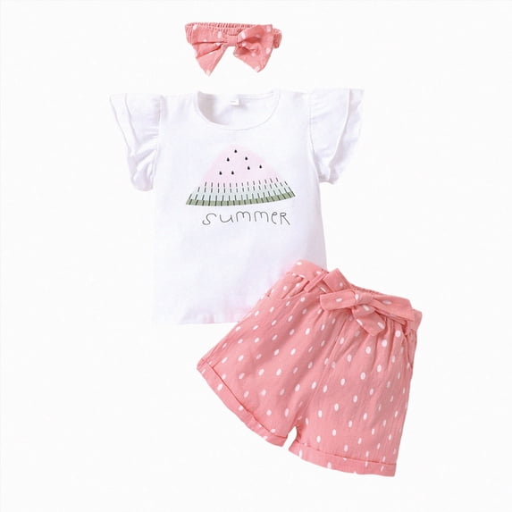 Toddler Outfits for Girls, Baby Girls Clothing Set Cute Cartoon Printed Short Sleeve Shorts 1T 2T 3T 4 T Baby Girls Summer Two Piece Set