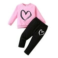 thumbnail image 1 of Toddler Outfits for Girls Boy Girls' Valentine'S Day Long Sleeve Heart Print Sweatshirt Jogger Pants Girls Clothes Pink 3 Years-4 Years, 1 of 4