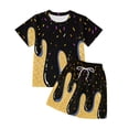 thumbnail image 1 of Toddler Outfits for Girls Ice Cream Print Short Sleeve Crew Neck T-Shirt And Shorts 2 Piece Daily Wear Girls' Clothing Sets 4 Years-5 Years, 1 of 3
