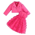 thumbnail image 1 of Toddler Outfits for Girls Sets 2 Piece Fashion Solid Color Coat Top With Dress Casual School Party Wear Fall Girls Clothing Sets Hot Pink Size 3-4T, 1 of 7