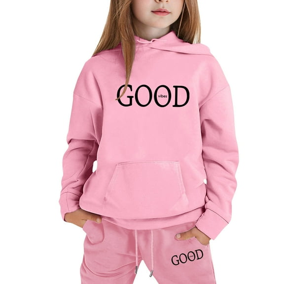 Toddler Outfits for Girls Sets Casual Winter Wear Trendy Printed Hooded Sweatshirt Cute Girls' Fall Clothing Sets Pink Size 3-4T