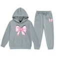 thumbnail image 1 of Toddler Outfits for Girls Sets Winter Hoodie Joggers Comfy Casual Kids Print Cute Girls' Fall Clothing Sets Grey Size 2-3T, 1 of 4