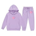 thumbnail image 1 of Toddler Outfits for Girls Sets Winter Hoodie Joggers Comfy Casual Kids Print Fall Girls Clothing Sets Purple Size 2-3T, 1 of 3