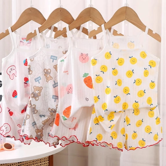 Toddler Outfits for Girls Sleeveless Cotton Top and Shorts Comfortable Loungewear Set Girls' Clothing Sets Khaki 2-3T