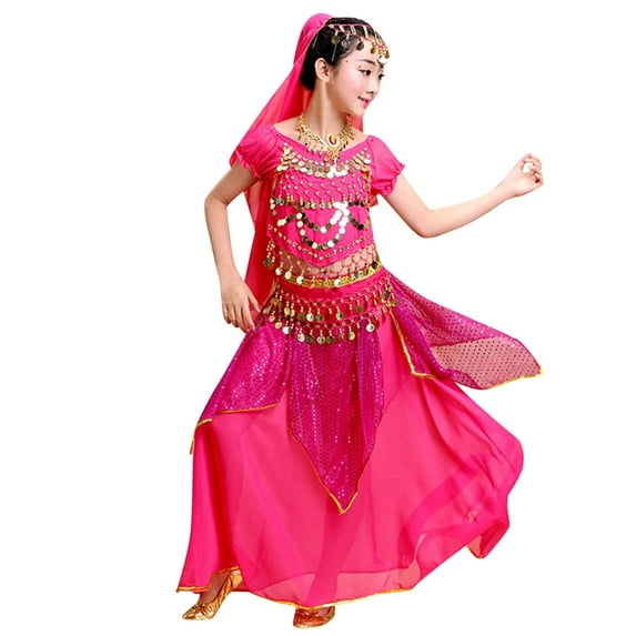 Toddler Outfits for Girls Summer Belly Dance Sequin Dance Wear Carnival Clothes Set