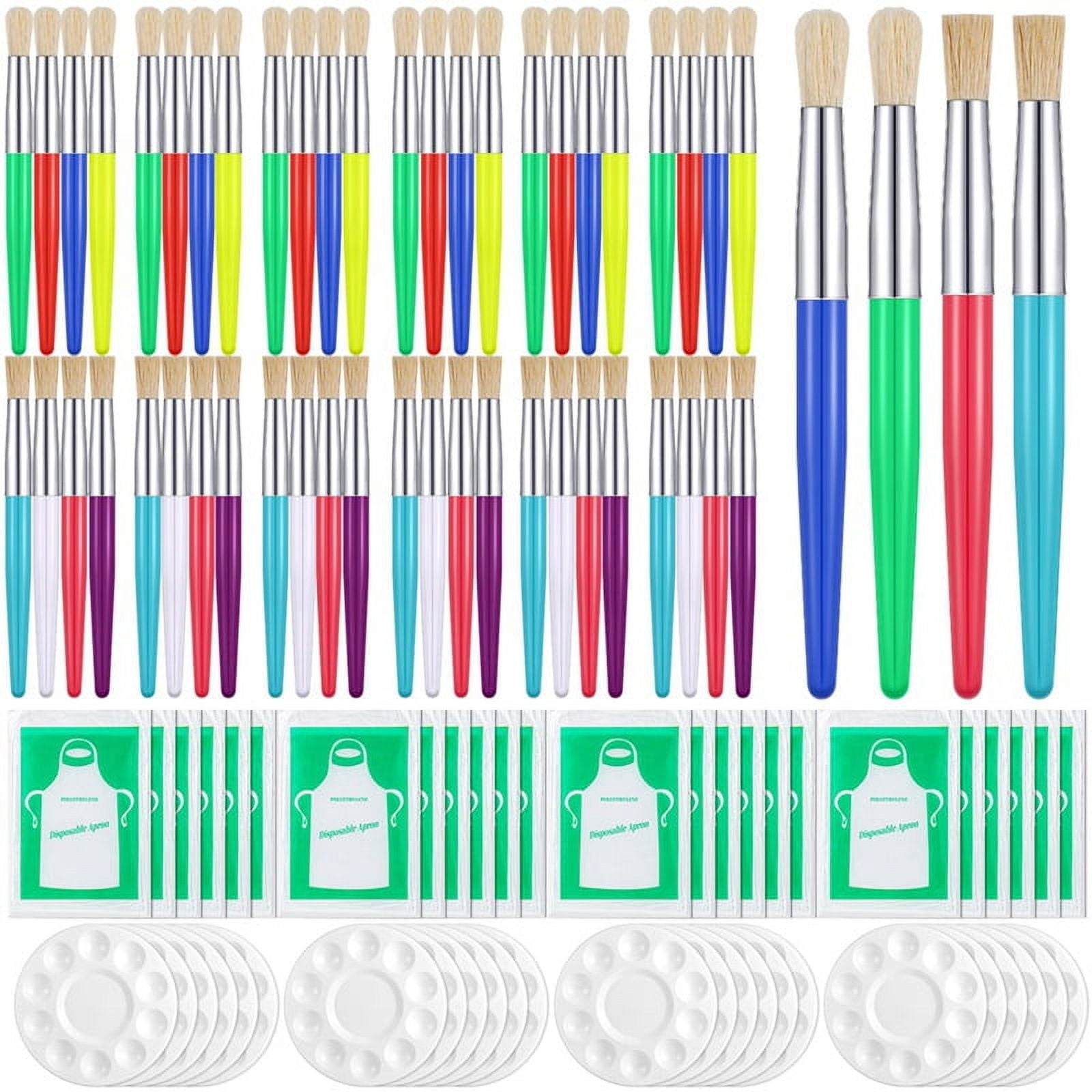Toddler Paint Brush Set Round Flat Brush Palette Apron Easy to Clean Suitable for Acrylic Oil Watercolor Preschool