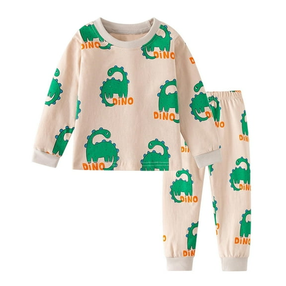Toddler Pajama Sets for Boys Dinosaur Pajama Crewneck Long Sleeve Cozy Nightwear Kids Christmas Pajamas 12-24 Months