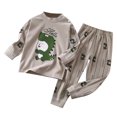 thumbnail image 1 of Toddler Pajamas Autumn Cartoon Animal Print Warm Long Sleeve Tops Pants Set Boys' Sleepwear Grey, 1 of 1
