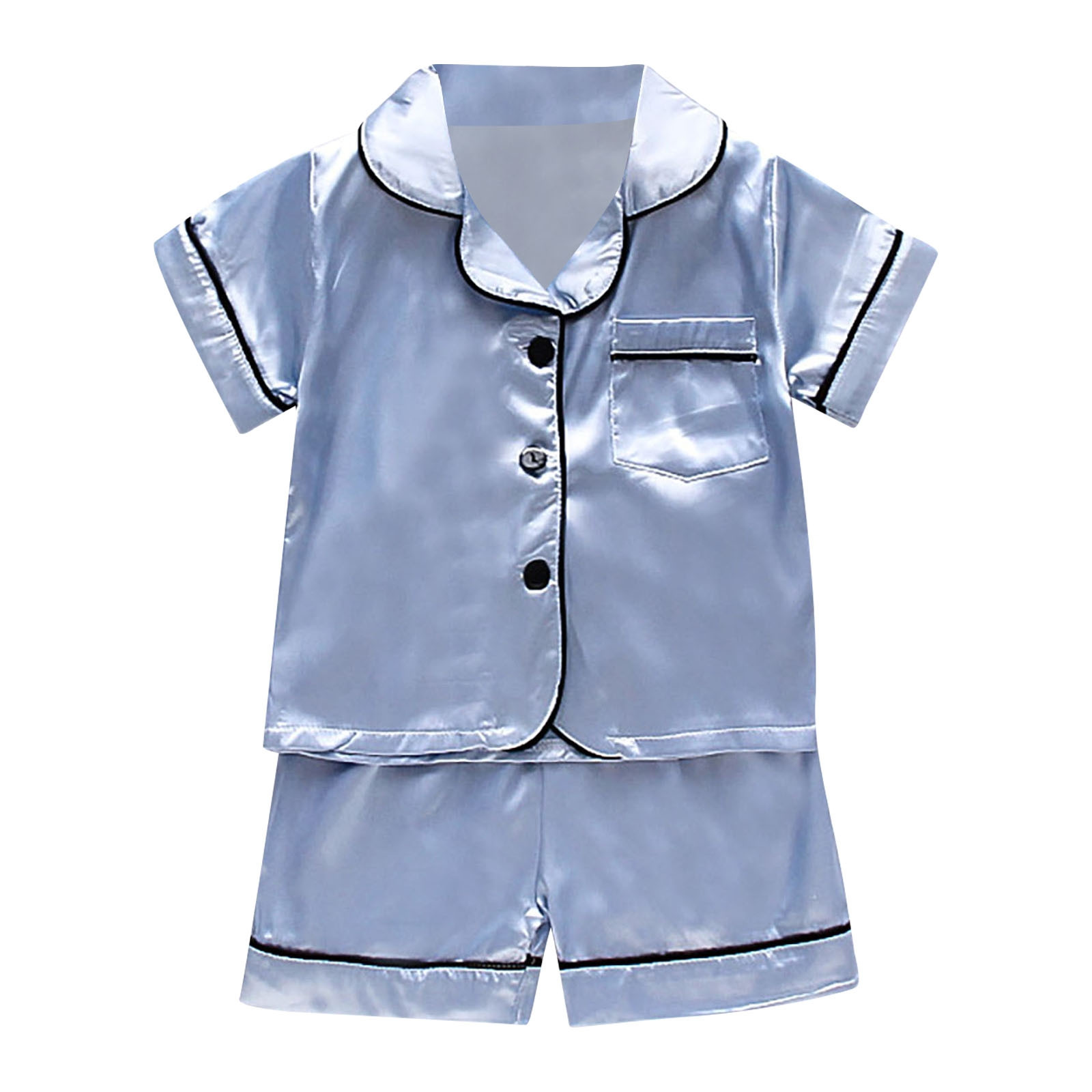 Plaid Pajamas Toddler Girls 2-Piece Pajama Set - Plaid Button-Down Top & Shorts Kids Lounge Wear Set
