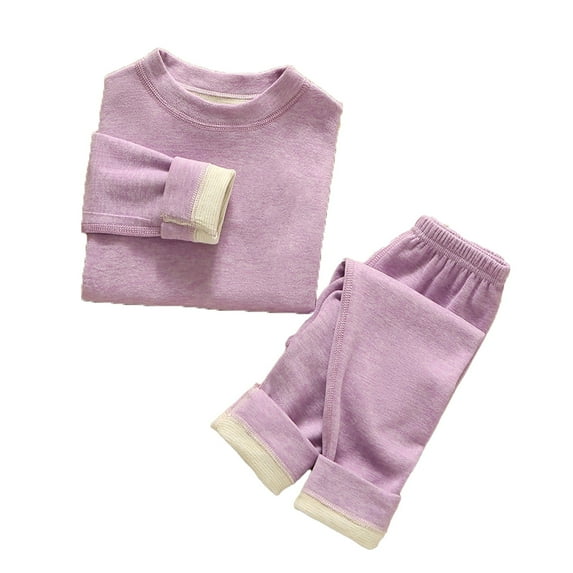 Toddler Pajamas Set Winter Warm Pajamas Children's Long Wool Silk Baby Boys Girls Warm Underwear Set Children Cottonblend Sweater Pajamas Toddler Girls Clothes for Boys 9-10 Years