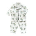 thumbnail image 1 of Toddler Pajamas Toddler Baby Dinosaur Prints Floral Button Down Shirt and Pants Thin Pajamas Sleepwear Outfits Toddler Boy Pajamas Green 3 Years-4 Years, 1 of 3