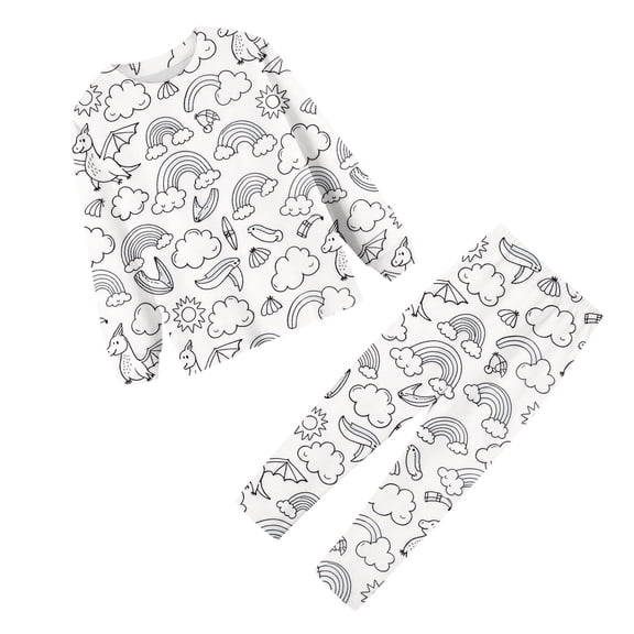 Toddler Pajamas Toddler Color Your Own Long Sleeve 2 Piece Pajamas Set For Kids Fashion Pajamas Set Can Play With And Wear 2-3 Years