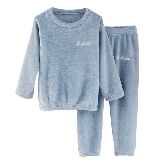 Toddler Pajamas Toddler Pajamas 2T Girls Fleece Pajamas Boys Soft Cozy Pullover Sweatshirt Pants Set for Kids Blue 2-3 years