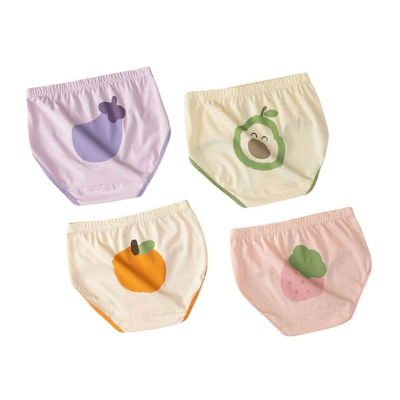 Toddler Panties Kids Underpants Cute Print Briefs Shorts Pants Underwear Trunks 4Pcs Underwear Girls Blue 3 Years-4 Years