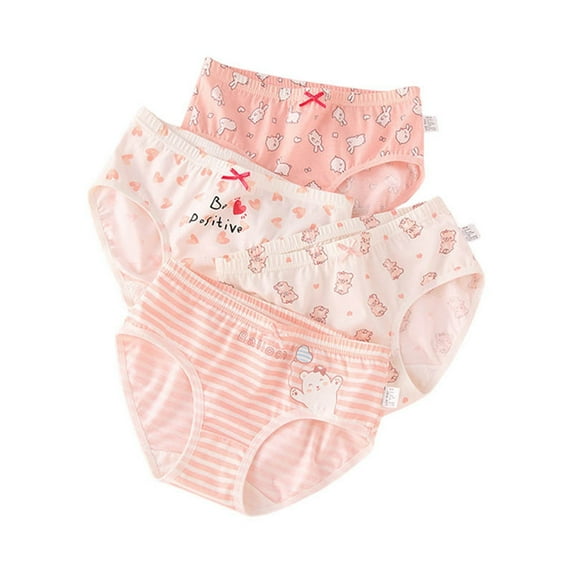 Toddler Panties Toddler Cute Cartoon Fashion Polyester Briefs Shorts Pants Underwear Trunks 4Pcs Underwear Girls Pink 3 Years-4 Years