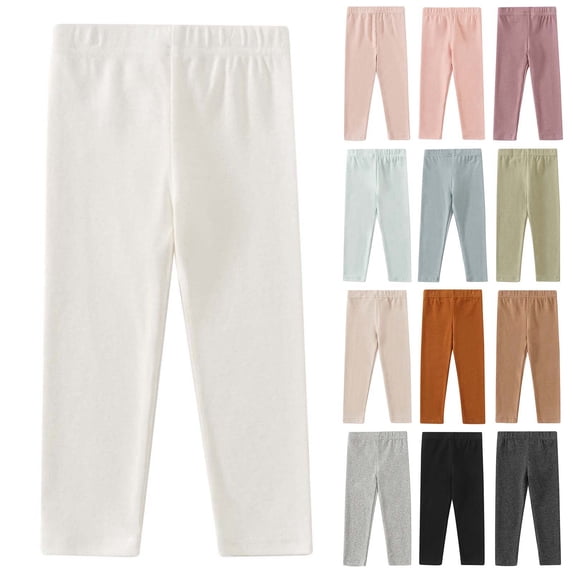 Toddler Pants Baby Toddler Boys Girls Solid Elastic Waist Sweatpants Warm Pull On Beige 6-12 Months