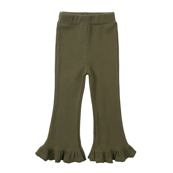 Toddler Pants,Flare Pants High Elastic Waist Bell Bottom Girls Casual Trousers for Style,Yoga Pants,Army Green,2-3 Years
