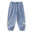 thumbnail image 1 of Toddler Pants Girls 6-12 Months Baby Denim Jeans Jeans Soft Elastic Waist Denim Stretchy Comfortable Breathable Trendy Outdoor Trousers, 1 of 6