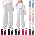 thumbnail image 1 of Toddler Pants Girls Bow Tie Sweatpants Loose Fit Straight Leg Athletic Pockets Light Blue 6-7 Years, 1 of 9
