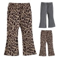thumbnail image 1 of Toddler Pants Kids Leopard Print Knitted Flared Trousers Breathable Casual Trendy Fit Girls 2-3Y, 1 of 4