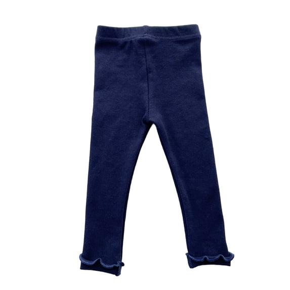 Toddler Pants Kids Simple Fashion Soild Soft Wavy Edge Dance Leggings Trousers Trousers Navy 6 Months-12 Months
